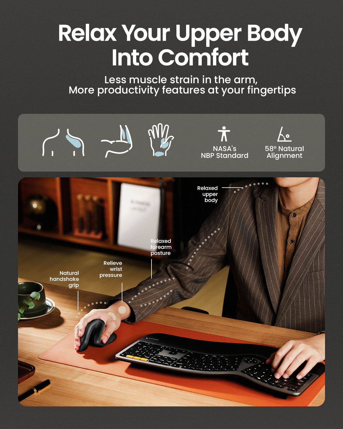 EM11 NL Bluetooth Ergonomic Vertical Mouse