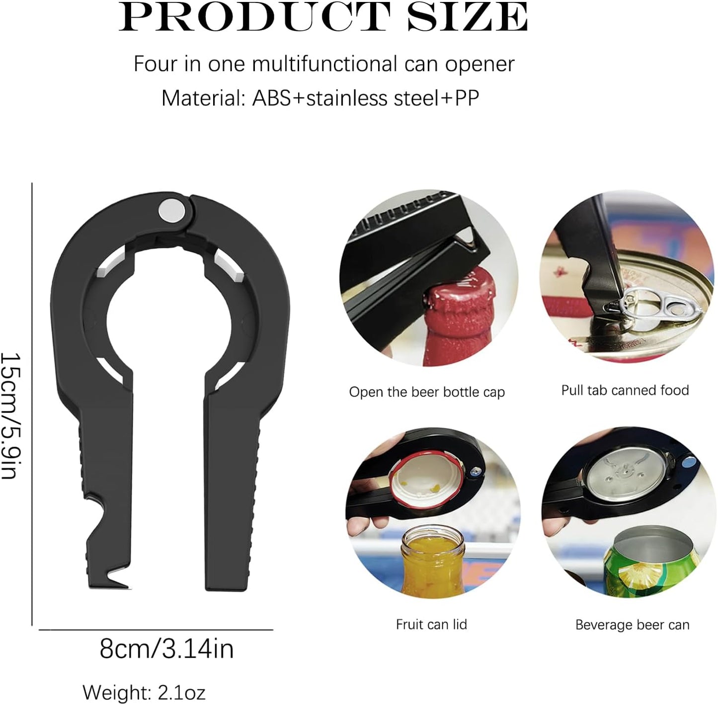 Dosenöffner Flaschenöffner Deckelöffner Glasöffner Schraubdeckelöffner Weinflaschenöffner Can Bottle Opener Bieröffner Büchsenöffner Für Senioren Schraubgläser, Schwarz